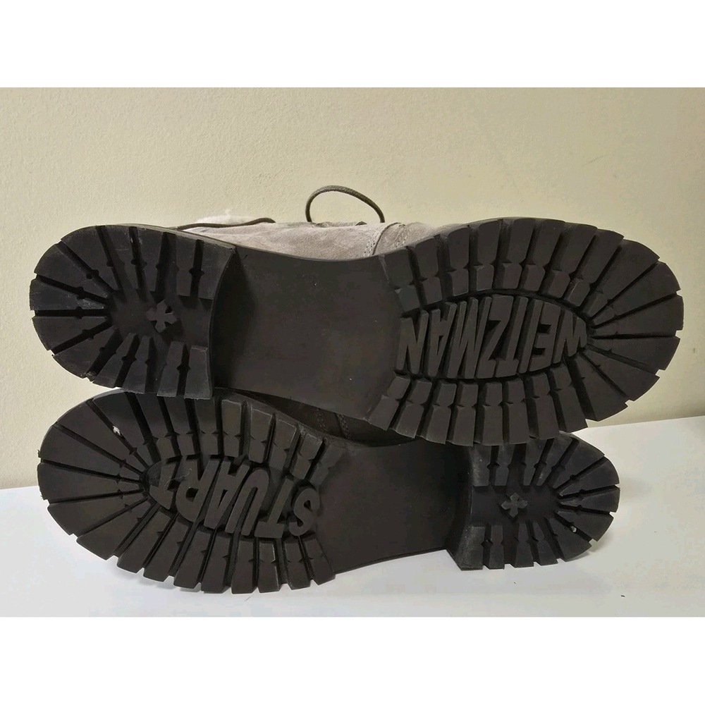 STUART WEITZMAN Ash Suede Faux Fur‎ Shearling Lace Up Boot Shoes Size 8.5 Combat - Picture 3 of 11